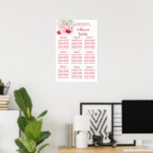 Rosa-Fuchsia-Hochzeitstisch-Tischplaner 1-9 Poster (Heimbüro)