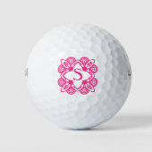 Rosa Fuchsia Monogram Butterfisch 4Sue Golfball (Vorderseite)