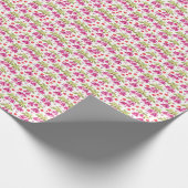 Rosa Fuchsien Blumenmuster – Retro Botanisch Geschenkpapier (Ecke)
