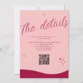 Rosa Fuchsien Retro Moderne Fette QR-Code-Hochzeit Einladung (Rückseite)