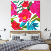Rosa Fuchsien und rote Blume Leinwanddruck (Insitu (Schlafzimmer))