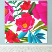 Rosa Fuchsien und rote Blume Leinwanddruck (Insitu (Holzboden))