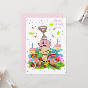 Rosa FUN Cupcake Alles Gute zum Geburtstag Einladu Einladung