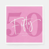 Rosa Fünfzig 50. Fünfzigster Geburtstagsparty Serviette (Vorderseite)