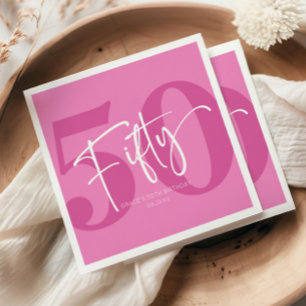 Rosa Fünfzig 50. Fünfzigster Geburtstagsparty Serviette