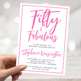 Rosa Fünfzig und fantastisch Fette Schrift 50. Geb Einladung