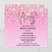 Rosa Funkeln Bogen Diamant schimmert elegant Einladung (Vorne/Hinten)