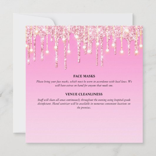 Rosa Funkeln Bogen Diamant schimmert elegant Einladung (Rückseite)