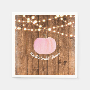 Rosa Funkeln Kürbis Herbst Rustikale Holz Lichter Serviette