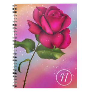 Rosa Funkeln Rose Regenbogen Pastell Blumig Notizblock