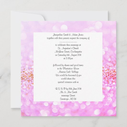 Rosa Funkeln Staunen Einladung 2 (Vorderseite)