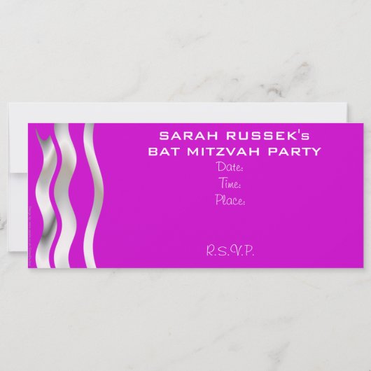 Rosa Funkeln VIP Bat Mitzvah Party Einladung (Rückseite)