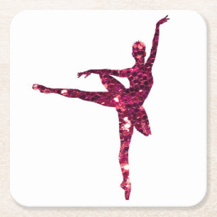 Rosa funkelnd Ballerina Rechteckiger Pappuntersetzer