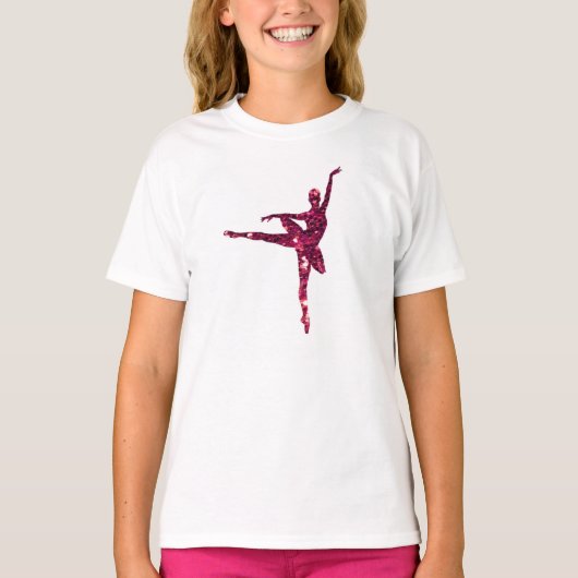 Rosa funkelnd Ballerina T-Shirt (Vorderseite)
