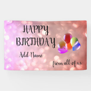 Rosa Funkelnd Design Happy Birthday Banner