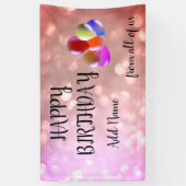Rosa Funkelnd Design Happy Birthday Banner (Vertikal)