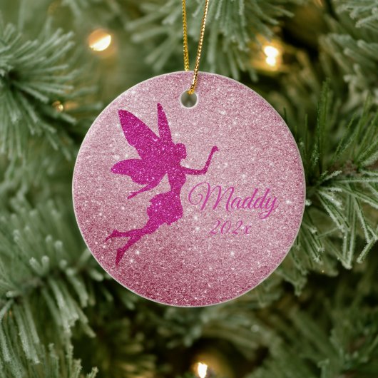 Rosa Funkelnd Fairy Ornament Personalisiertes Gesc (Baum)