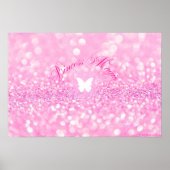 Rosa Funkelnd Glitzer Butterfly Princess Poster (Vorne)