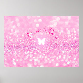 Rosa Funkelnd Glitzer Butterfly Princess Poster