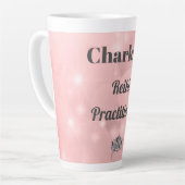 Rosa Funkelnd Reiki Practitioner personalisiert Milchtasse (Linke Ecke)