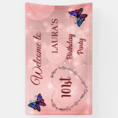 Rosa Funkelnd Schmetterling personalisiert 101. Ge Banner (Vertikal)