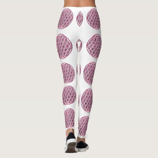Rosa funkelnde Blume des Lebens Leggings (Rückseite)