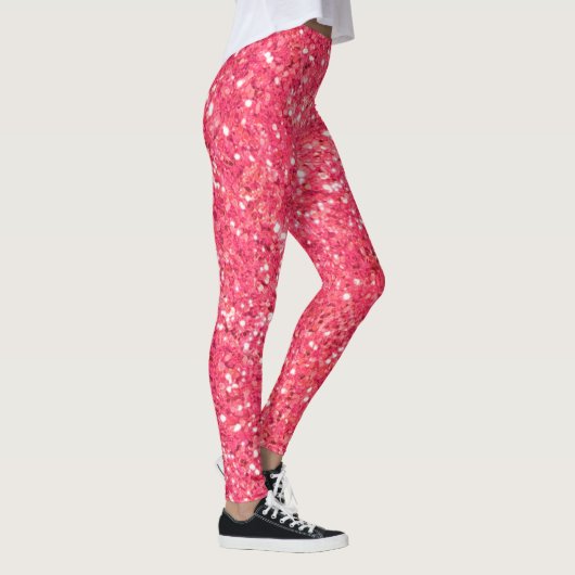 Rosa, funkelnde Glitzer, Geschenk für sie Leggings (Rechts)