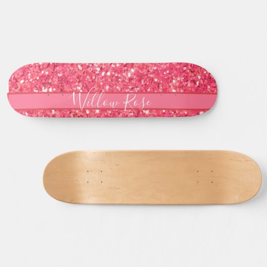 Rosa, funkelnde Glitzer, Geschenk für sie Skateboard (Horizontal)