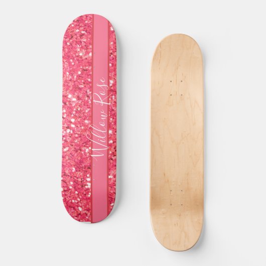 Rosa, funkelnde Glitzer, Geschenk für sie Skateboard (Vorderseite)