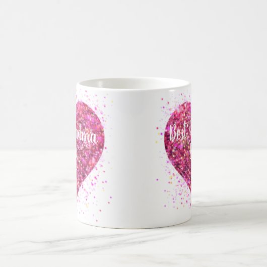 Rosa funkelnde Glitzer Herz Bestes Oma aller Zeite Kaffeetasse (Mittel)