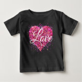 Rosa funkelnde Glitzer Herz Liebe Baby T-shirt (Vorderseite)