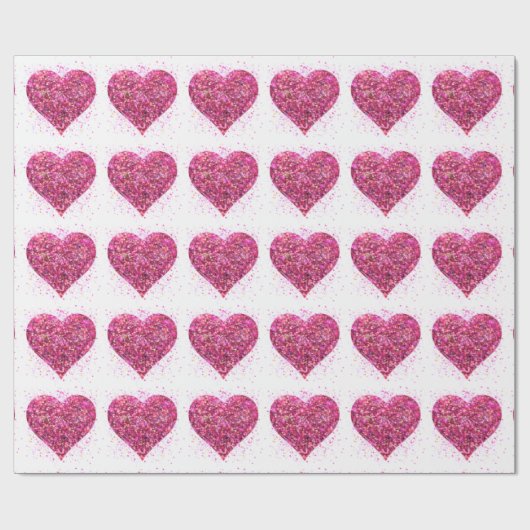 Rosa funkelnde Glitzer Herz Liebe Geschenkpapier (Flach)