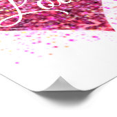 Rosa funkelnde Glitzer Herz Liebe Poster (Ecke)