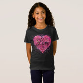 Rosa funkelnde Glitzer Herz Liebe T-Shirt (Vorne ganz)