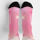 Rosa funkelnde Herzen weißer Text Socken (Oben)