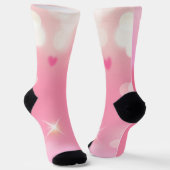 Rosa funkelnde Herzen weißer Text Socken (Gewinkelt)