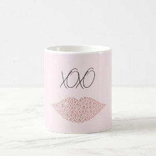 Rosa funkelnde Lippen XOXO Kaffeetasse