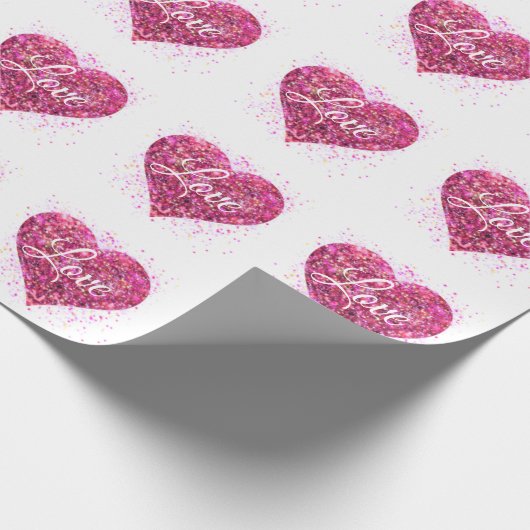 Rosa funkelnde Sequenzen, Liebe Graffiti valentin Geschenkpapier (Ecke)