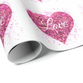 Rosa funkelnde Sequenzen, Liebe Graffiti valentin Geschenkpapier (Rolleneckpunkt)