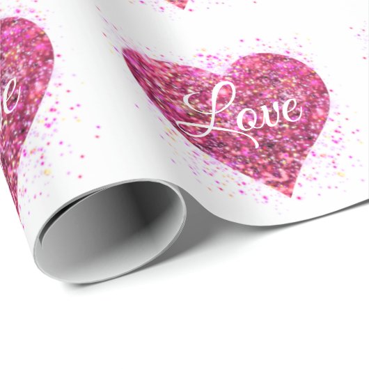 Rosa funkelnde Sequenzen, Liebe Graffiti valentin Geschenkpapier (Rolleneckpunkt)