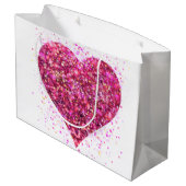 Rosa funkelnde Sequenzen, Liebe Graffiti valentin Große Geschenktüte (Rückseite Schrägansicht)