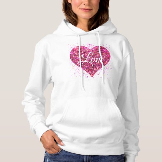 Rosa funkelnde Sequenzen, Liebe Graffiti valentin Hoodie (Vorderseite)