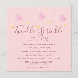 Rosa funkelnde Sprinkle Little Star Baby Shower Einladung