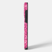 Rosa funkelnder Glitter mit Monogramm iPhone Hülle (Linke Seite)