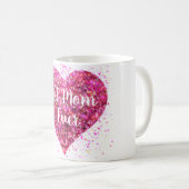 Rosa funkelnder Glitzer Herz Beste Mutter aller Ze Kaffeetasse (VorderseiteRechts)