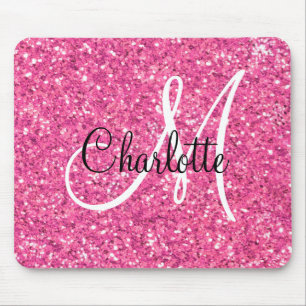 Rosa funkelnder Glitzer mit Monogramm Mousepad