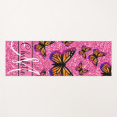 Rosa funkelnder Glitzer, orange-rosa Schmetterling Yogamatte (Vorderseite (Horizontal))