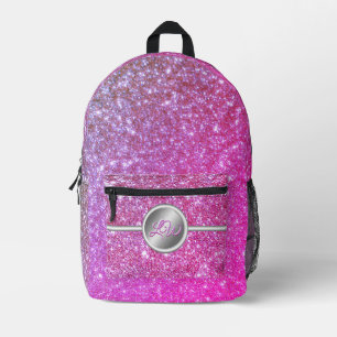Rosa funkelndes künstliches Glitter-Monogramm Bedruckter Rucksack