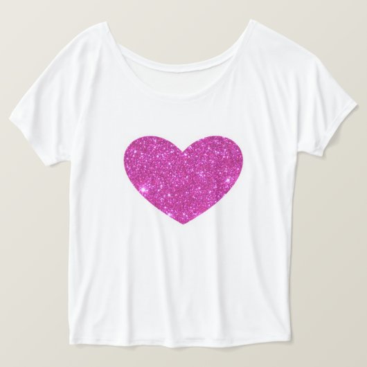 Rosa funkelndes Schein-Herz-T-Shirt T-Shirt (Design vorne)