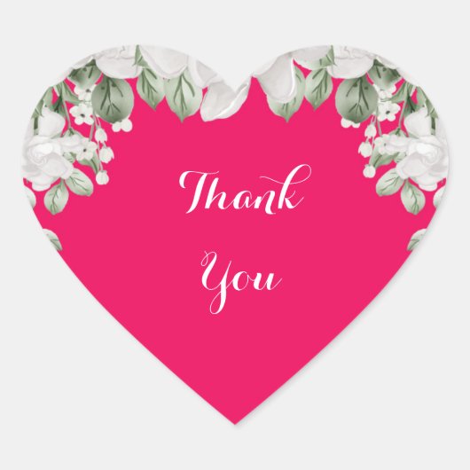 Rosa Fushia Brautdusche Einladung Herz-Aufkleber (Vorderseite)